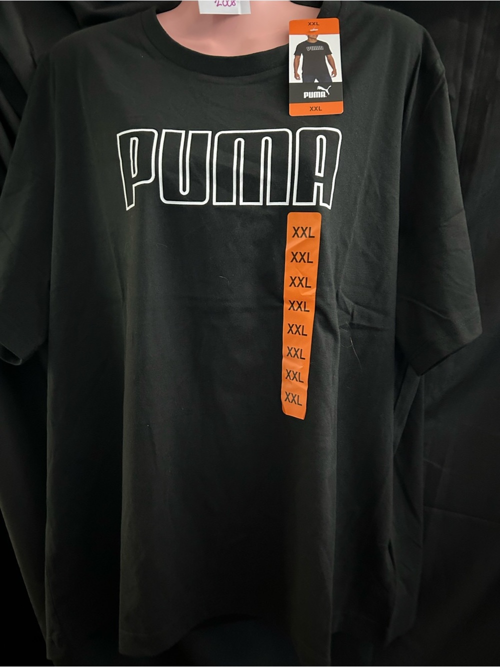 Puma Men’s Black Short-Sleeve Logo Tee White Outline XXL NWT